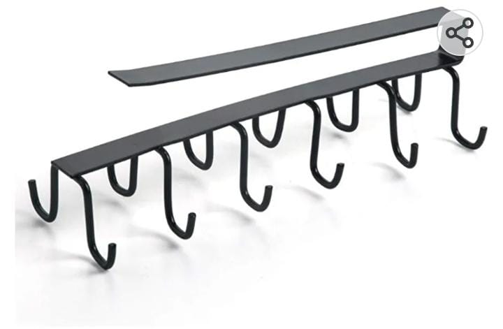 10 hooks Mug Cups Wine Glasses Storage Hooks Kitchen Utensil Ties Belt and Scarf Organizer Hanging Hook Rack Holder Under Cabinet Closet