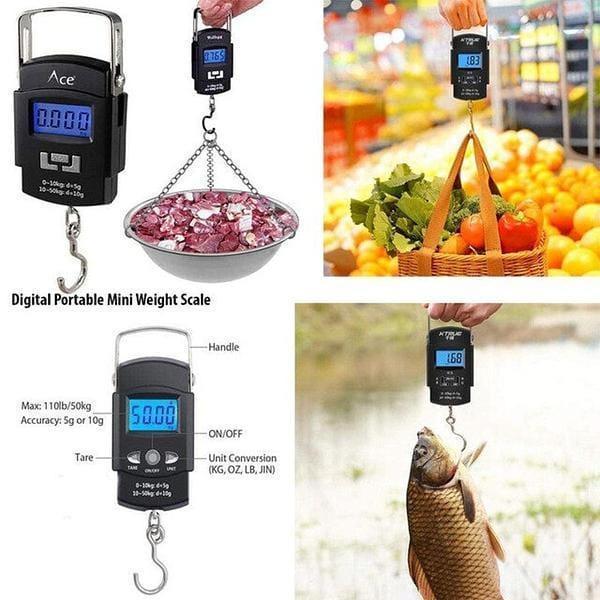 50kg Portable Digital Hanging Scale with Hook
