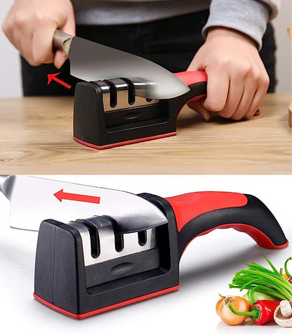 3-in-1 Knife Sharpener With Fruit And Meat Knife Peeler.3-Stage