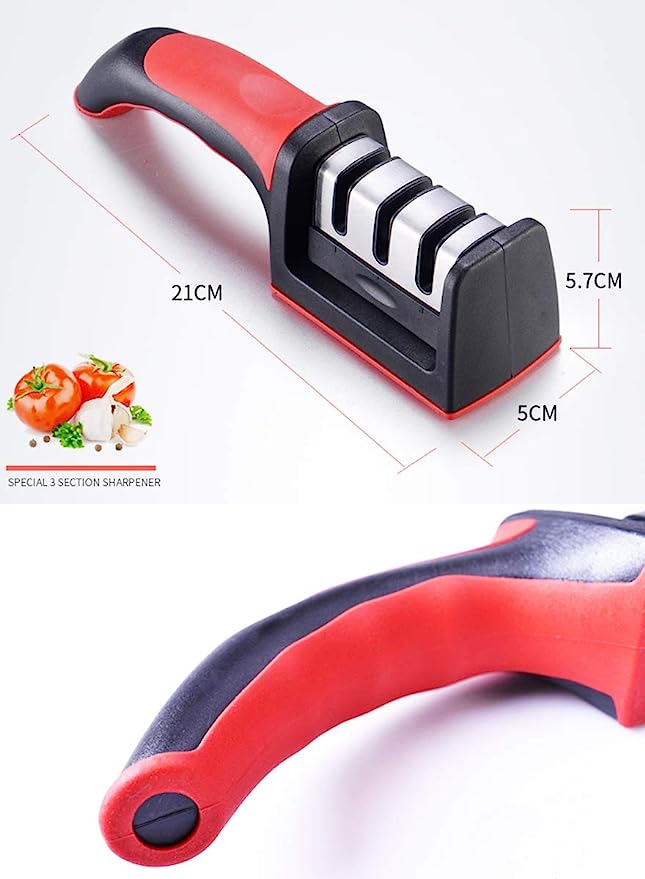 3-in-1 Knife Sharpener With Fruit And Meat Knife Peeler.3-Stage Diamond Coated Knife