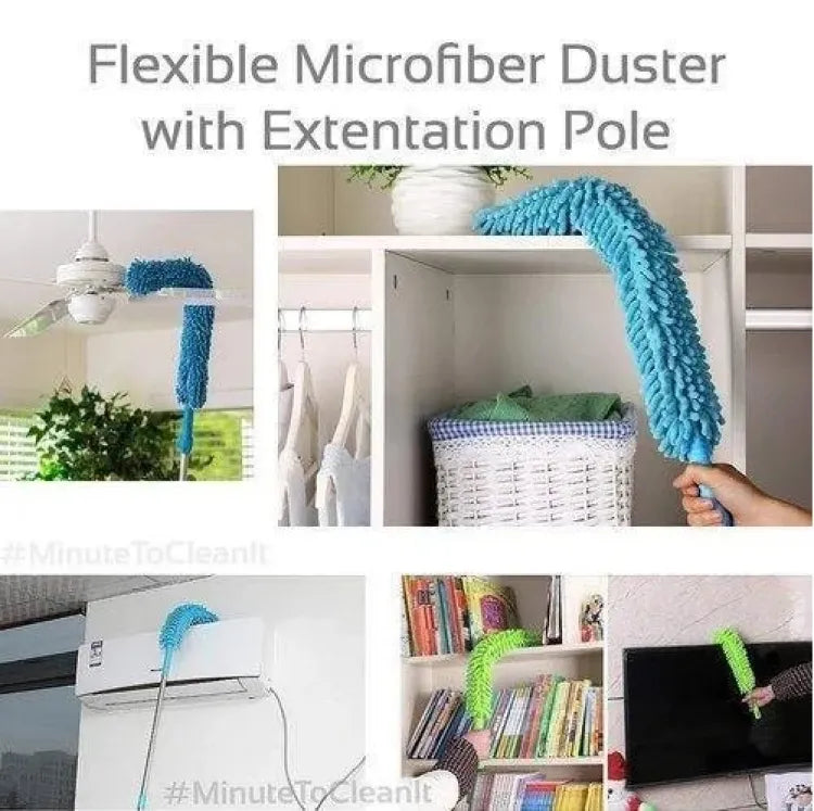 Flexible Micro Fiber Duster With Telescopic Stainless Steel Handle for Fan