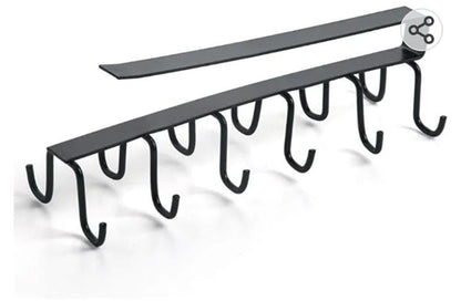 10 hooks Mug Cups Wine Glasses Storage Hooks Kitchen Utensil Ties Belt and Scarf Organizer Hanging Hook Rack Holder Under Cabinet Closet