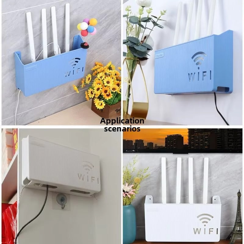 WiFi Router Shelf & Cable Organizer – Wall-Mount ABS Plastic Storage Box for Routers, Power Strips & Cables