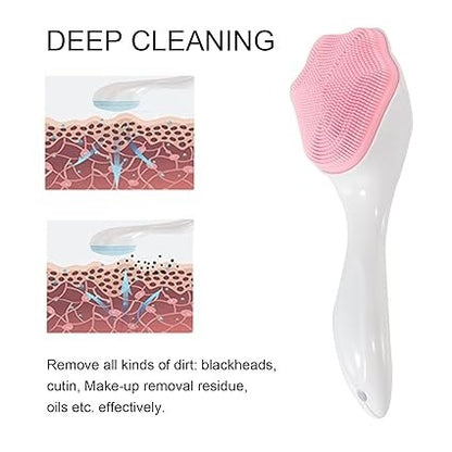 1 PCs Silicone Face Scrubber Exfoliating Brush, Manual Handheld Massager , Facial Cleansing and Blackhead Scrubber, Soft Bristles for Face Skincare ( Random Color )