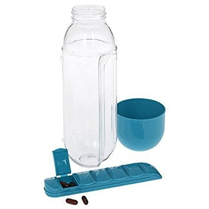 2-in-1 Medicine Organizer with Water Bottle – 7 Days Pill Box