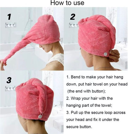 Hair Drying Towel Cap – Quick Dry, Soft & Absorbent Turban Wrap for Women | Anti-Frizz Hair Wrap Towel for Bathroom & Salon Use