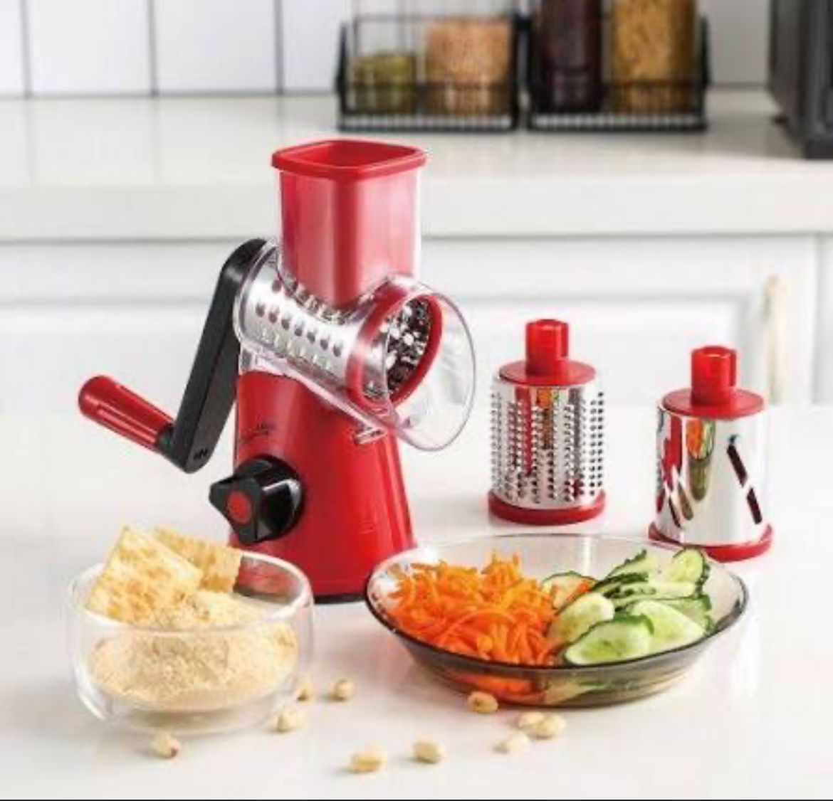 Table Top Drum Grater – Manual Vegetable Cutter, Slicer & Grater | Multi-Functional 3-in-1 Kitchen Gadget for Effortless Food Prep