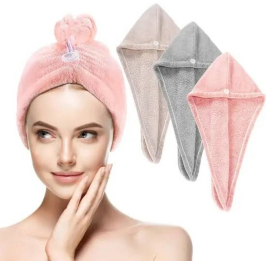 Hair Drying Towel Cap – Quick Dry, Soft & Absorbent Turban Wrap for Women | Anti-Frizz Hair Wrap Towel for Bathroom & Salon Use