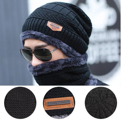 Wool Cap With Neck Warmer | Beanie And Scarf Set With Fleece Mask | Winter Thermal Wool Cap For Men And Women (Blue)