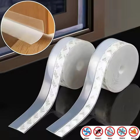 Silicone Door Draft Stopper & Window Seal Strip | Weatherproof, Dustproof & Noise-Reducing Silicone Gap Seal for Doors, Windows & Shower Spaces
