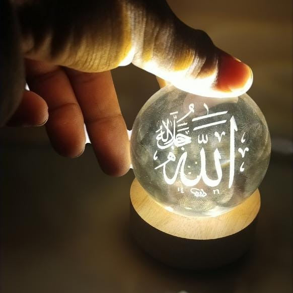 Crystal Ball 3D Arabic Night Lamp – Elegant Islamic Table Light For Prayer Rooms, Home Décor, And
