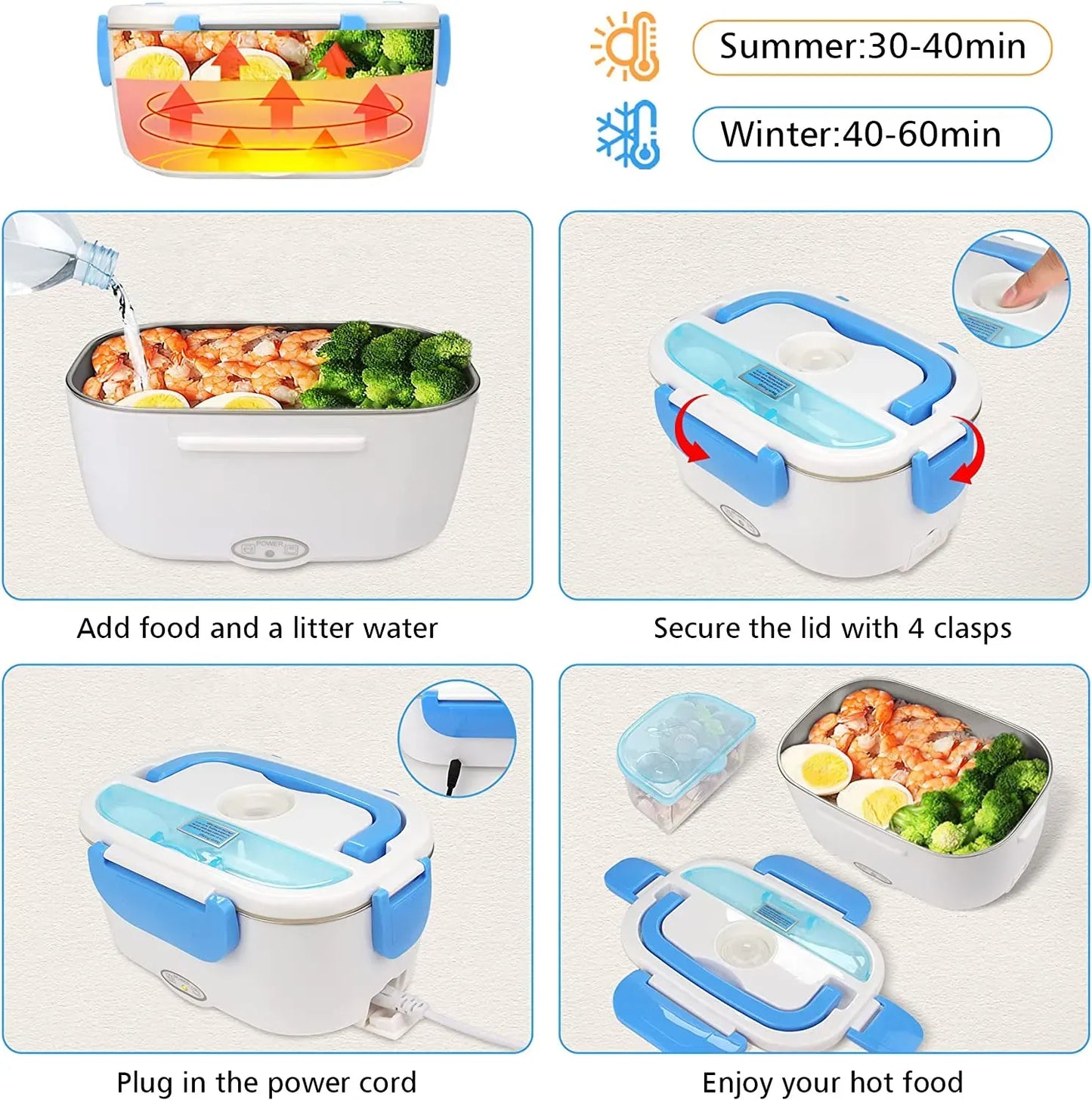 Waterproof Portable Electric Heating Lunch Box for Car & Office