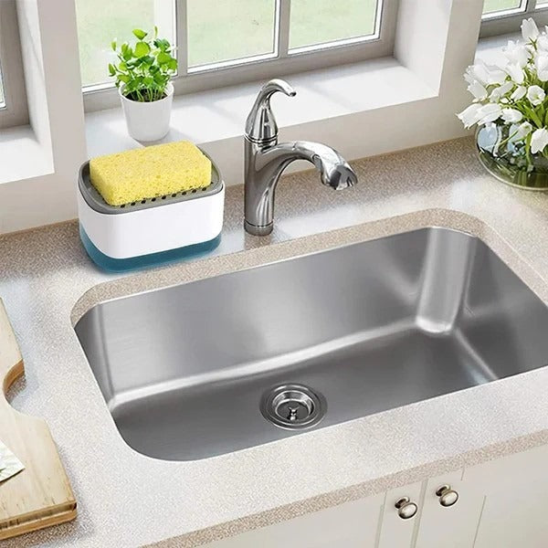 New Soap Pump Dispenser with Sponge | 2-in-1 Kitchen Dishwashing Liquid Dispenser & Sponge Holder for Easy Cleaning