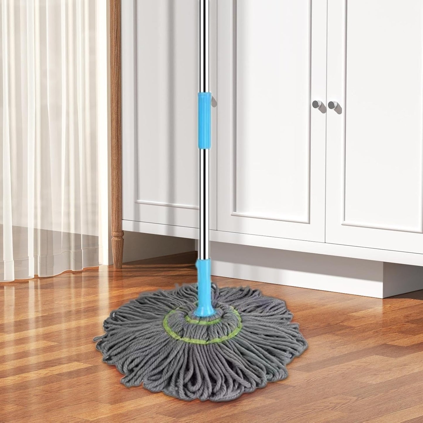 Extendable 90CM Twist Mop – 2-in-1 Rotatable Adjustable Floor Mop with Fine Fiber Fabric | 360° Self-Twisting Dehydrated Mop for Hard Floors & Walls