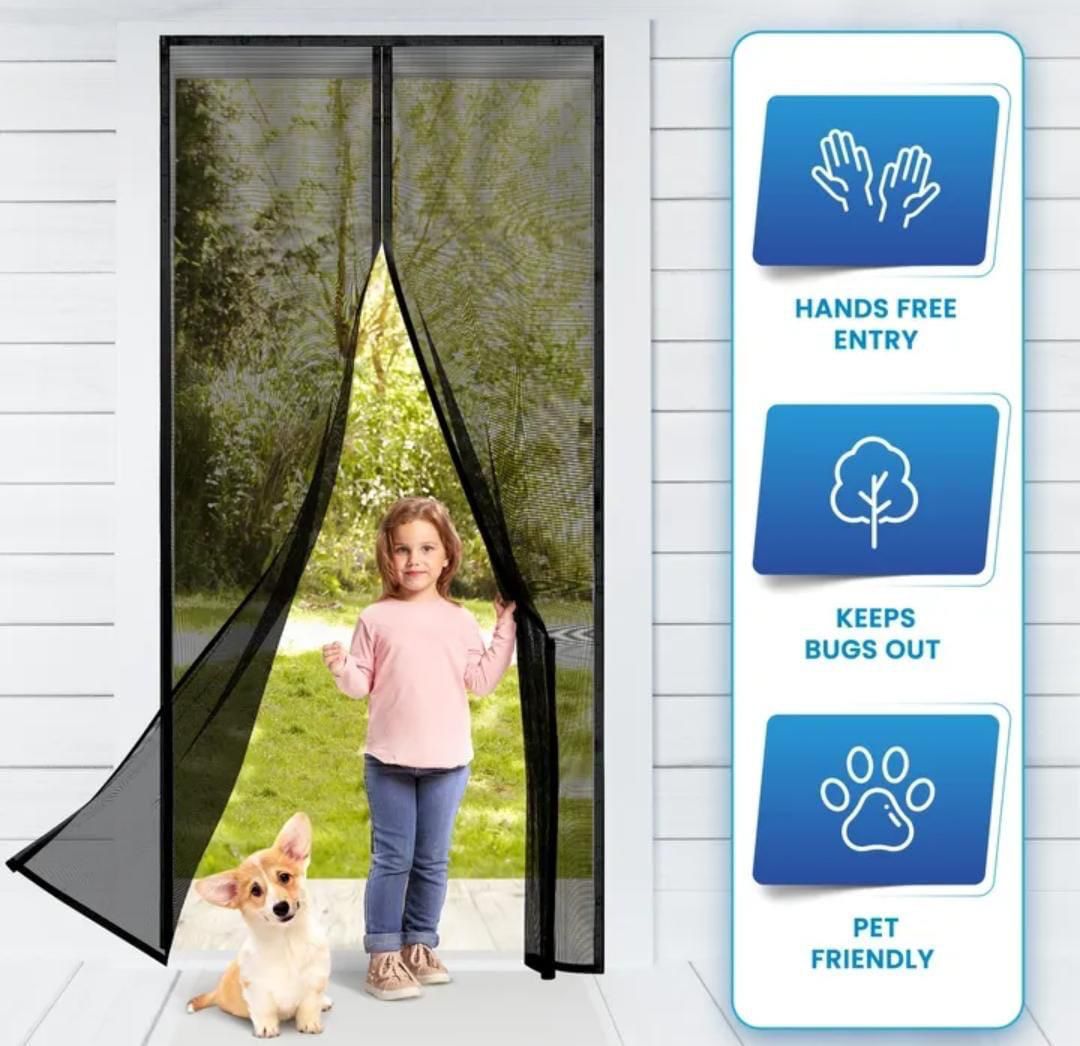 Magic Mesh Door Screen Easy Installation Hands Free Entry Keeps Insects