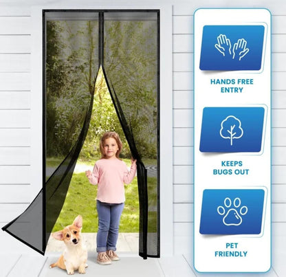 Magic Mesh Door Screen Easy Installation Hands Free Entry Keeps Insects