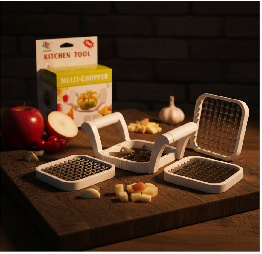 Multi-Chopper 3 in 1 Apple, Fruit & Potato Slicer – Heavy-Duty Stainless Steel Cutter