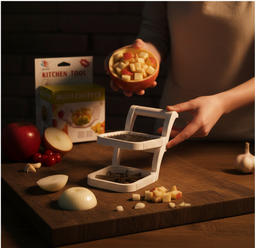 Multi-Chopper 3 in 1 Apple, Fruit & Potato Slicer – Heavy-Duty Stainless Steel Cutter