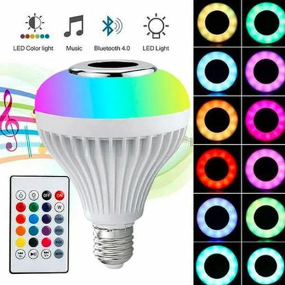 Smart E27 LED RGB White 12W Wireless Bluetooth Speaker Bulb Lamp