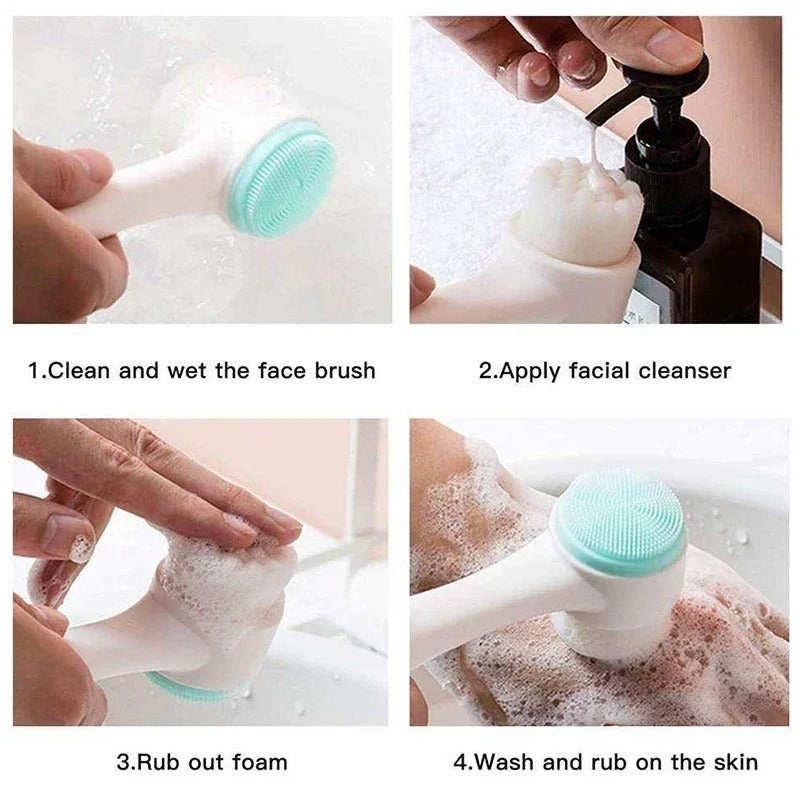 3D Double-Sided Silicone Face Cleanser | Portable Facial Cleansing & Massage Brush
