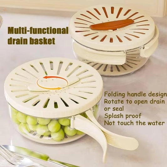 Multi-Functional Vegetable & Fruit Cleaning Basket | Folding Drainage & Storage Box | Fresh-Keeping Kitchen Filter Container