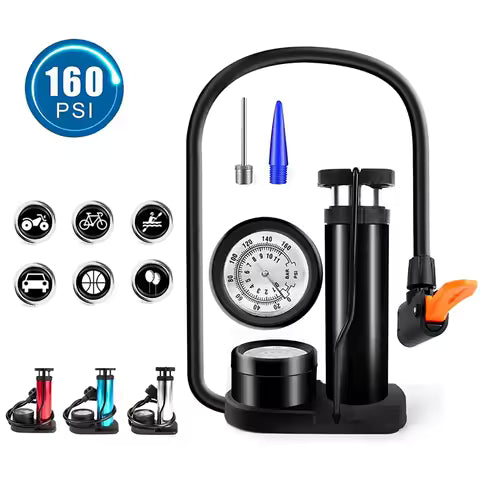 Foot And Hand Air Pump With Air Pressure Gauge