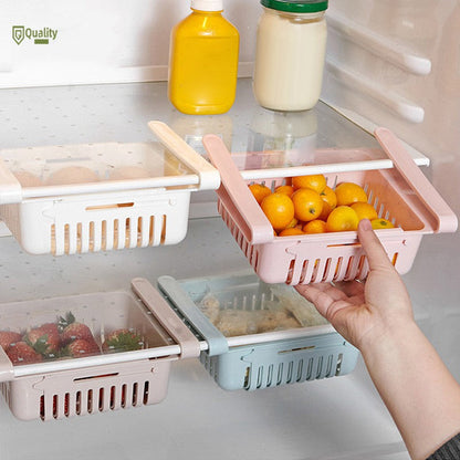 Adjustable Storage Basket For Fridge | Plastic Basket | Stretchable Food Organizer