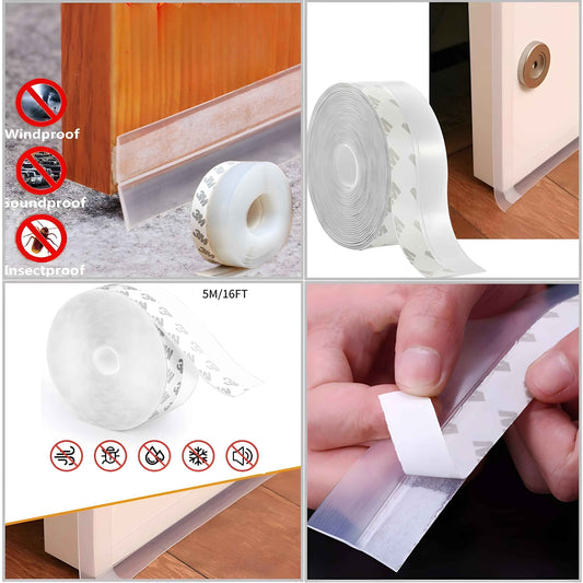 Silicone Door Draft Stopper & Window Seal Strip | Weatherproof, Dustproof & Noise-Reducing Silicone Gap Seal for Doors, Windows & Shower Spaces
