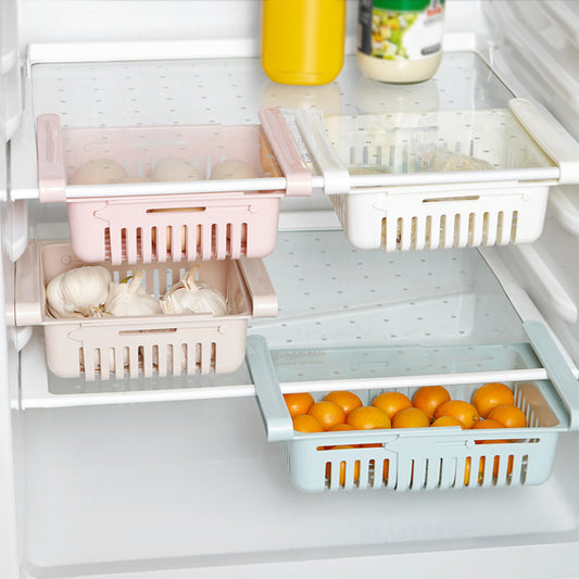 Adjustable Storage Basket For Fridge | Plastic Basket | Stretchable Food Organizer