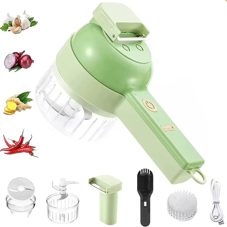 Rechargeable 4 In 1 Electric Vegetable Cutter With Multi-Function Slicer,